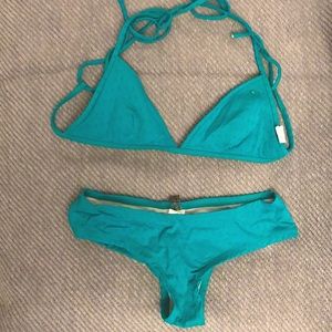 O’Neill teal/green dot cheeky bikini